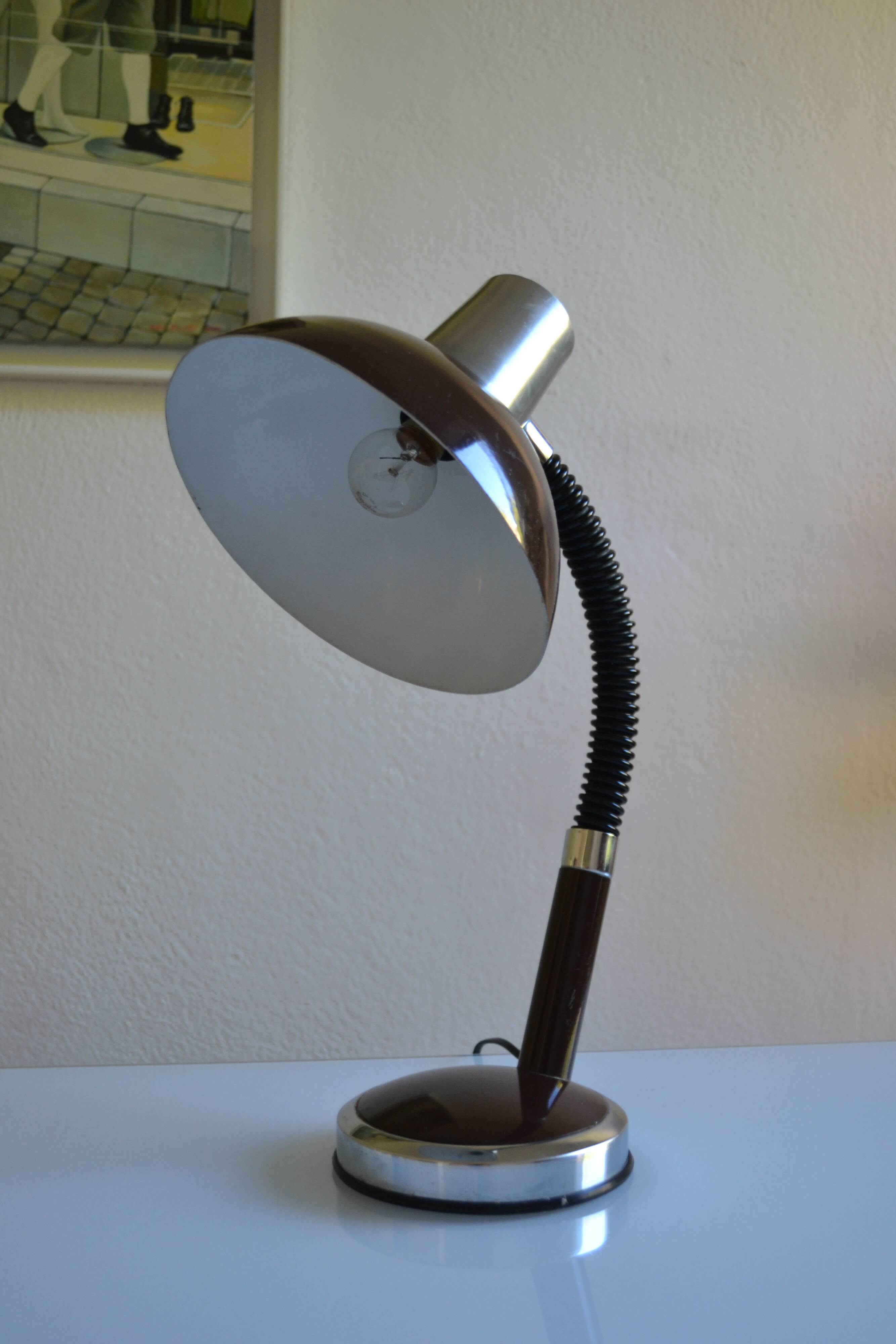Vintage desk lamp France brown 70s 1970