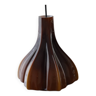 Suspension opaline vintage en verre marron Peill et Putzler