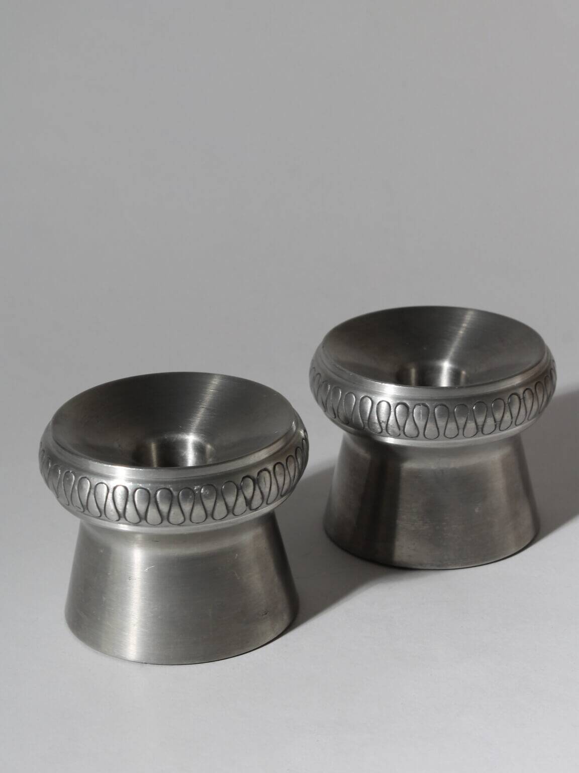 Pewter Candle Holders Set From Haugrud Norway, 1950s