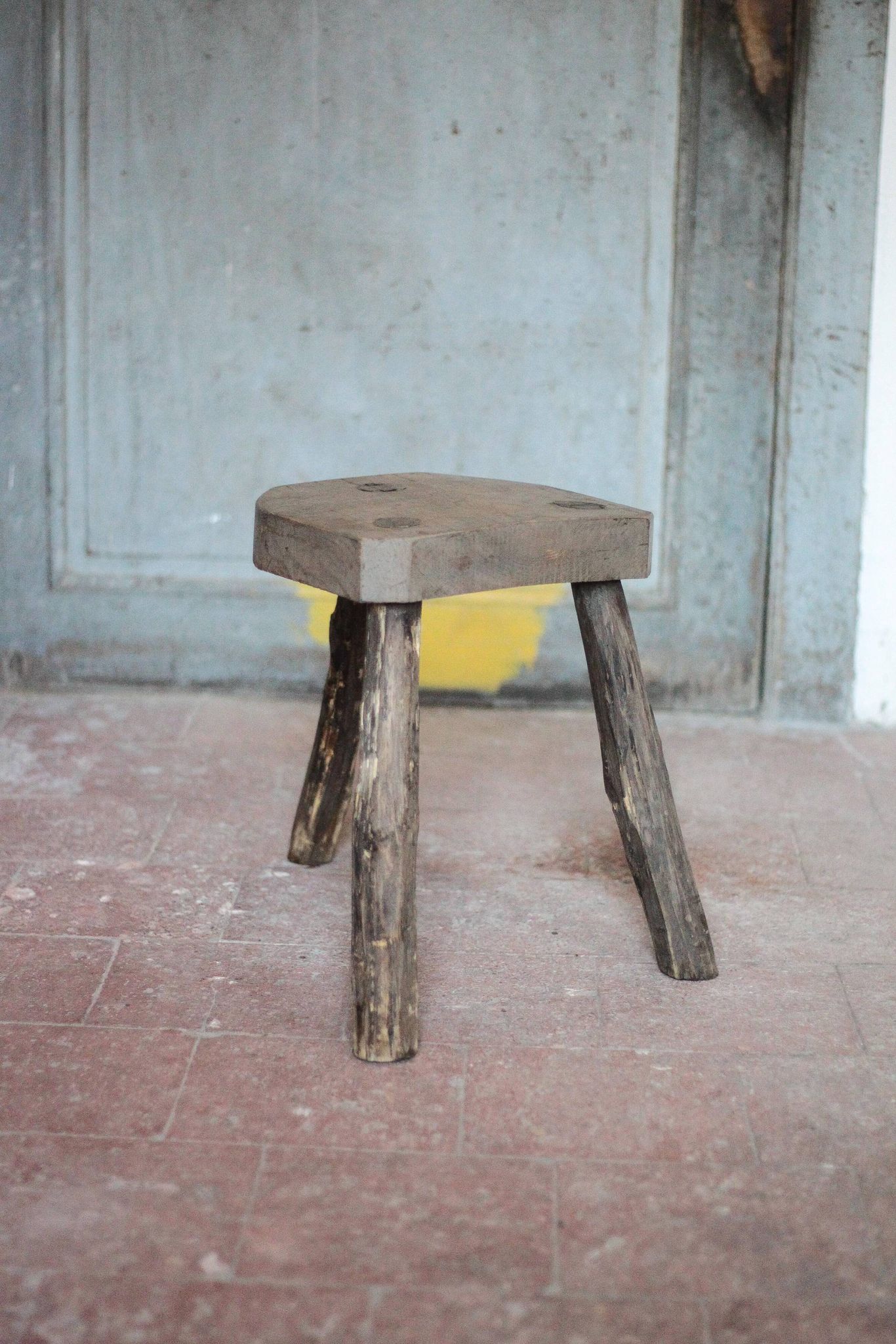 Vintage stool, wooden stool, tripod stool, plant stand