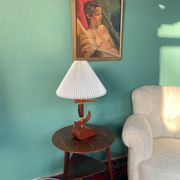 Vintage mid-century modern Danish sculptural teak table lamp