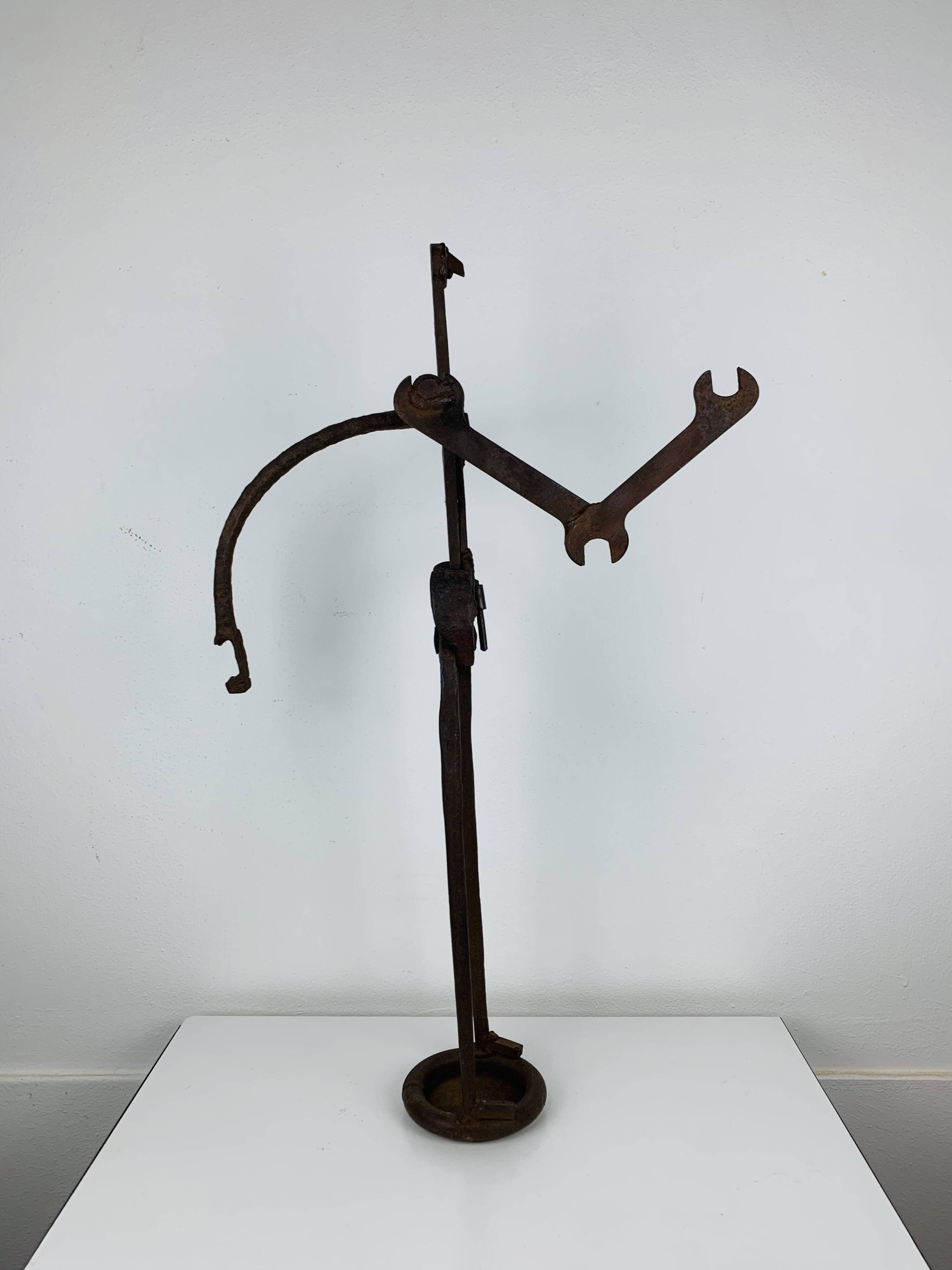 Brutalist sculpture in wrought iron, folk art