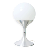 Lampe à poser XXL, Space age en aluminium brossé et opaline, 1970