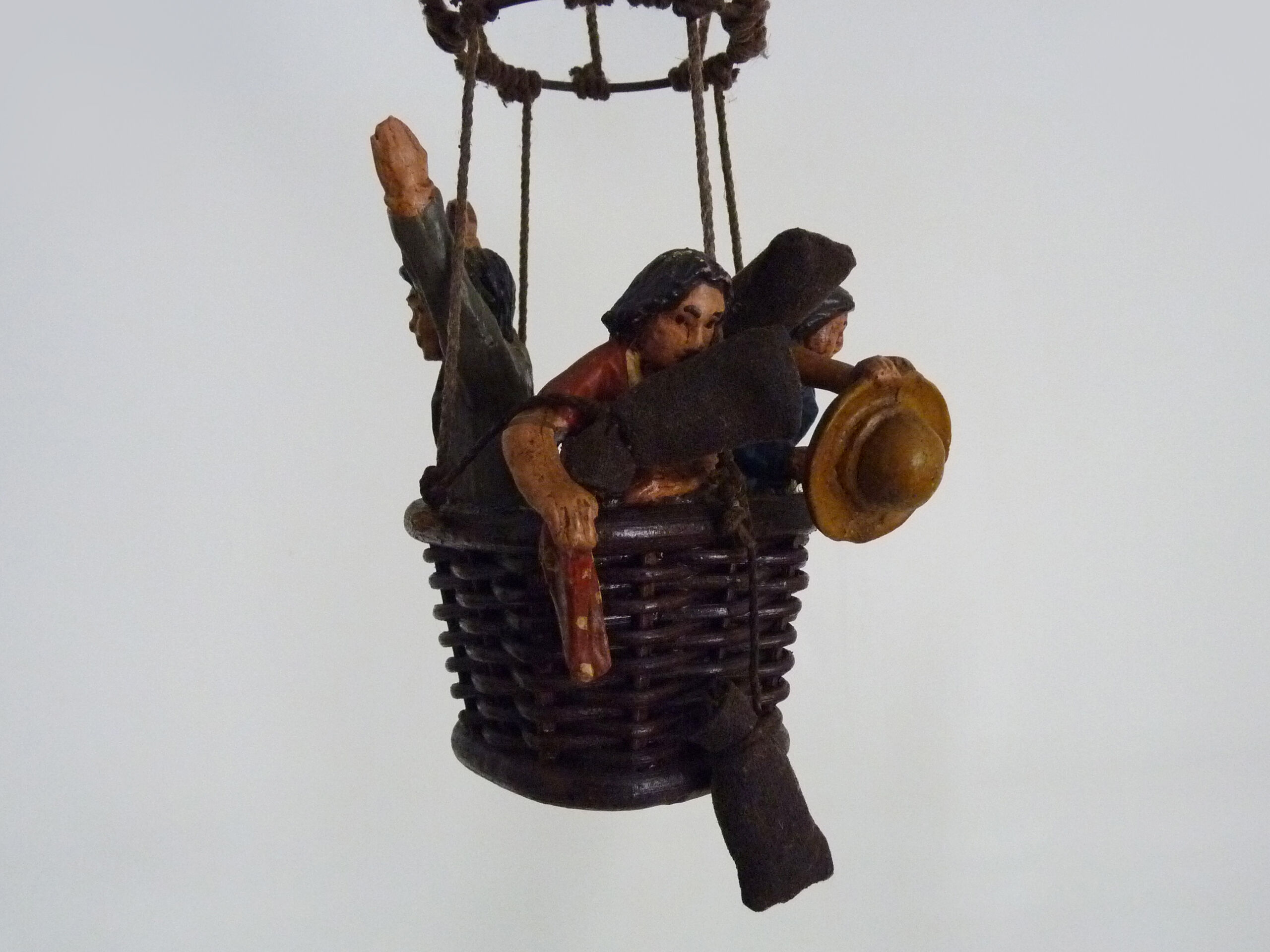 Voluptuous wooden hot air balloon, interior design, eighties