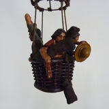 Voluptuous wooden hot air balloon, interior design, eighties