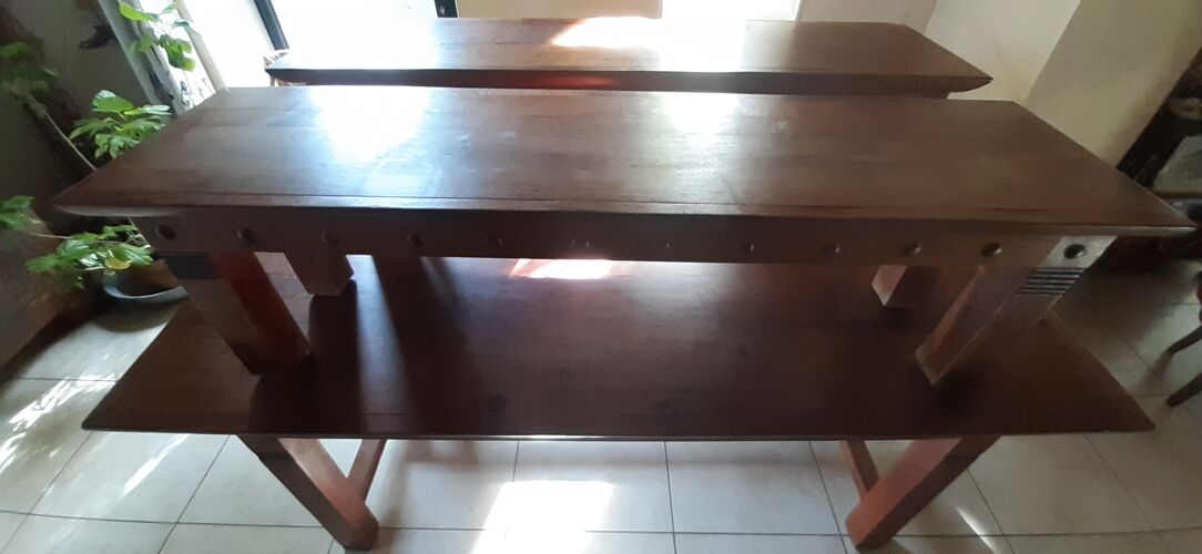 Table avec bancs acacia massif