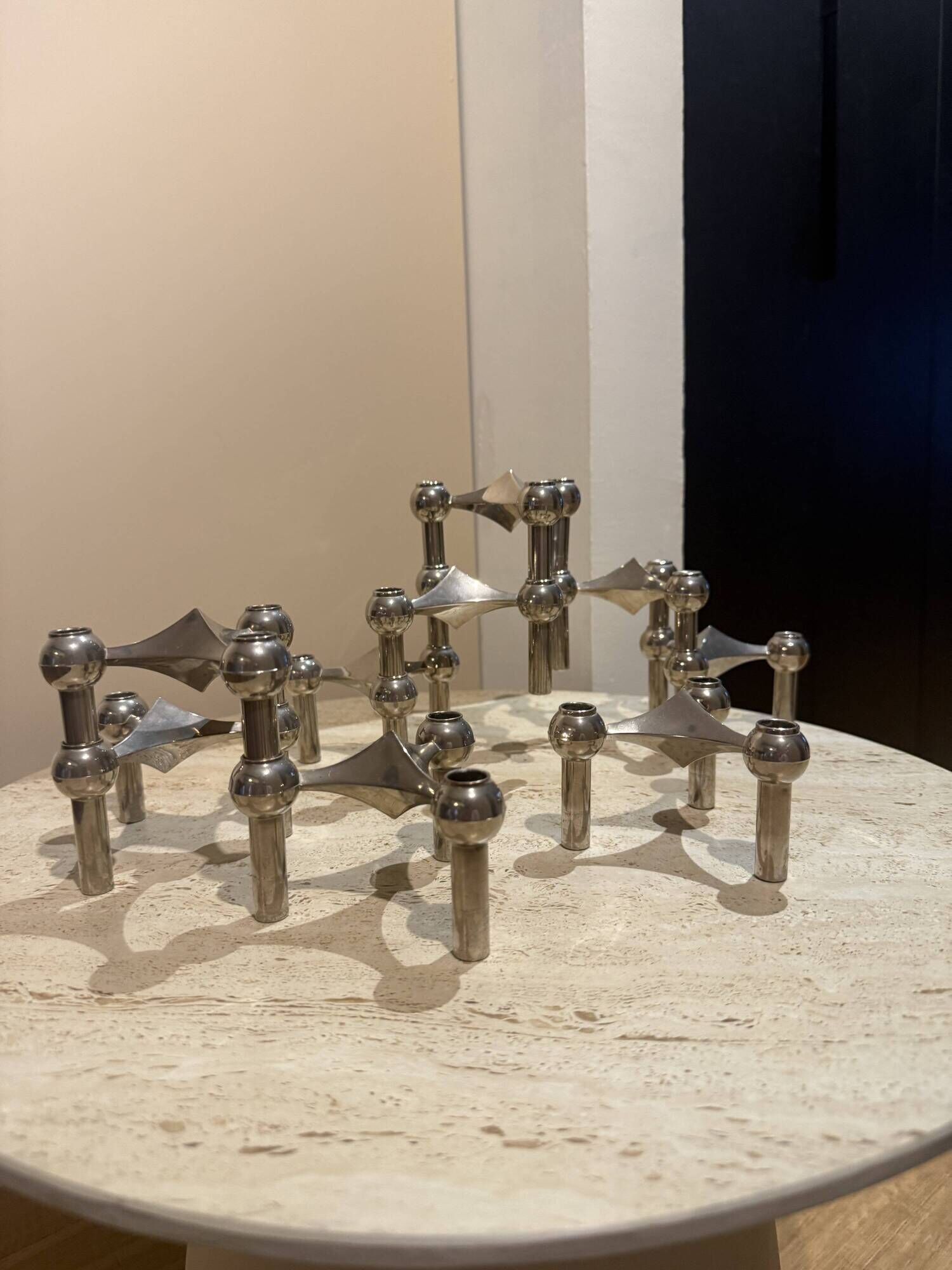 Sculpture modulaire : Lot de 9 bougeoirs Nagel & BMF - 1960