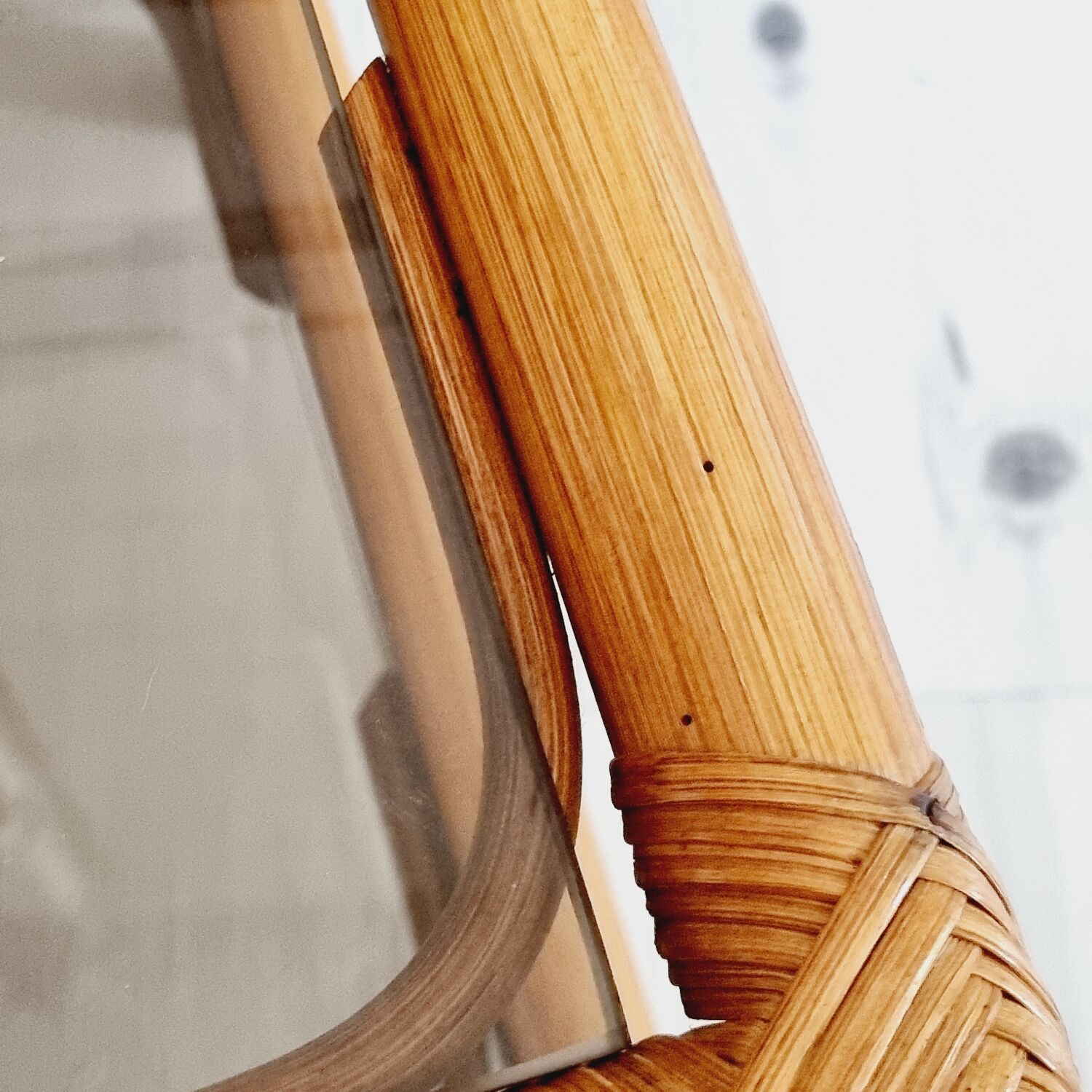 Rattan and smoked glass table