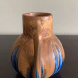 Small vase with two handles in flamed stoneware - Gilbert Méténier