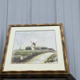 The Mill in Batz, Brittany – Watercolor signed "Bordeau"