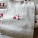 12 old shabby red tea towels monogram towel