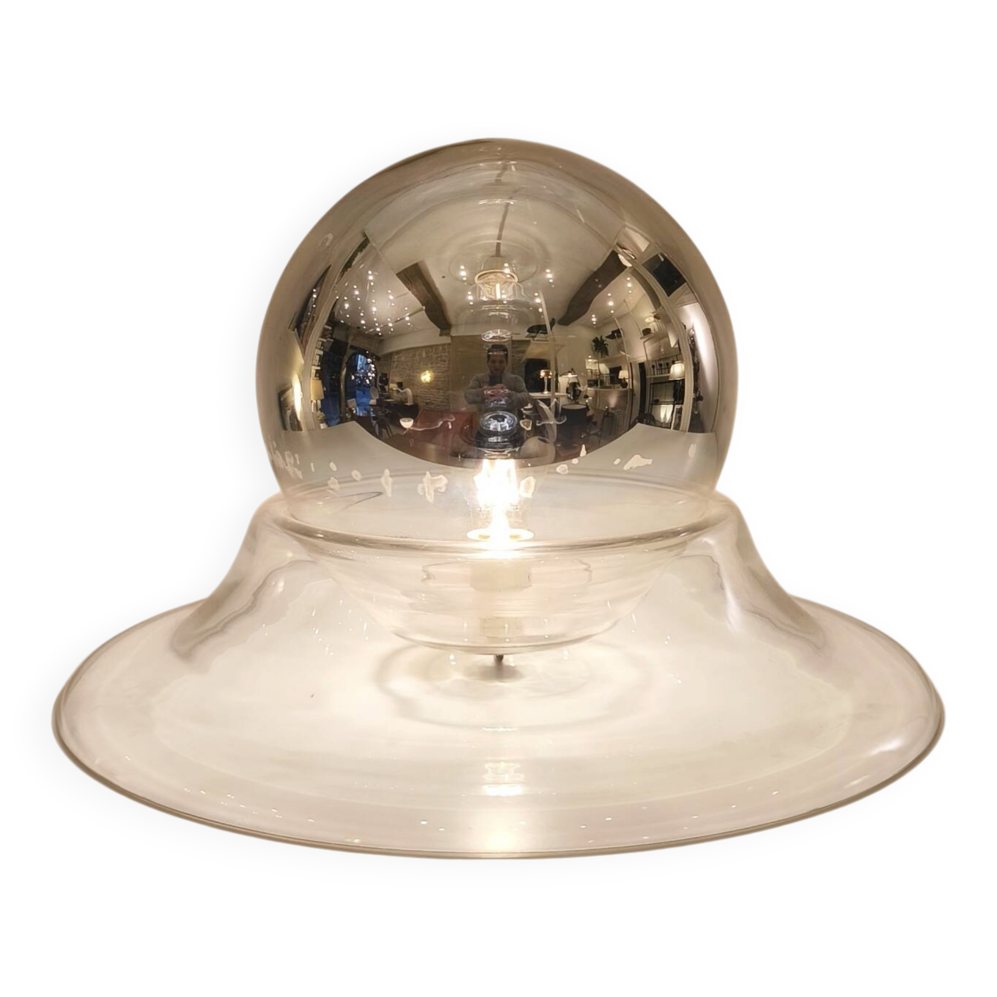 Important table lamp in glass, design by Ornella Noorda, Venini, 1970.