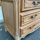 Louis XV Bibus commode, restored in raw solid wood and marquetry, 110cm