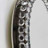 Backlit circular wall mirror Bakalowits Vienna with large crystals, Austria, 1950s