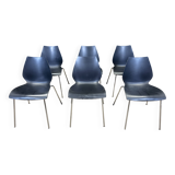 Set of 6 black Maui chairs by Magistretti for Kartell 2000s Italy