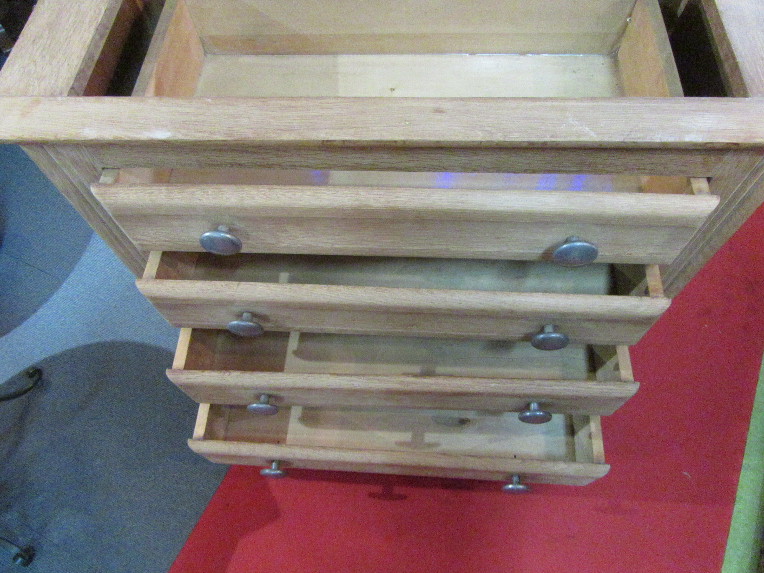 Oak chest of drawers with marble top, 1940-1950
