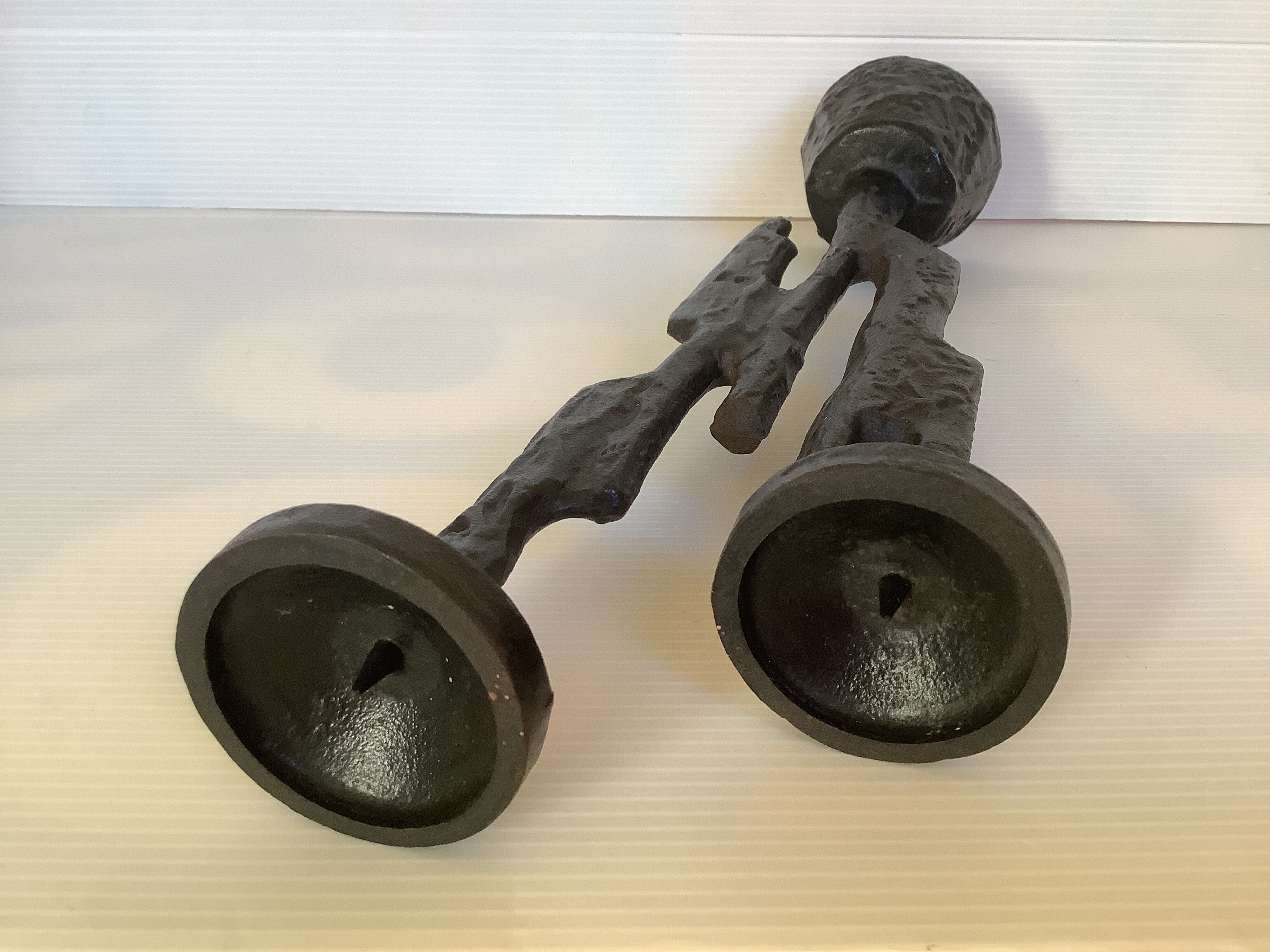 Brutalist cast iron candelabra candle holder Germany