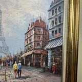 Bernard: oil on canvas view of the Eiffel Tower in Paris around 1970