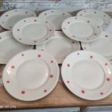Dessert service 11 pieces in beige Bavaria porcelain with small orange flowers