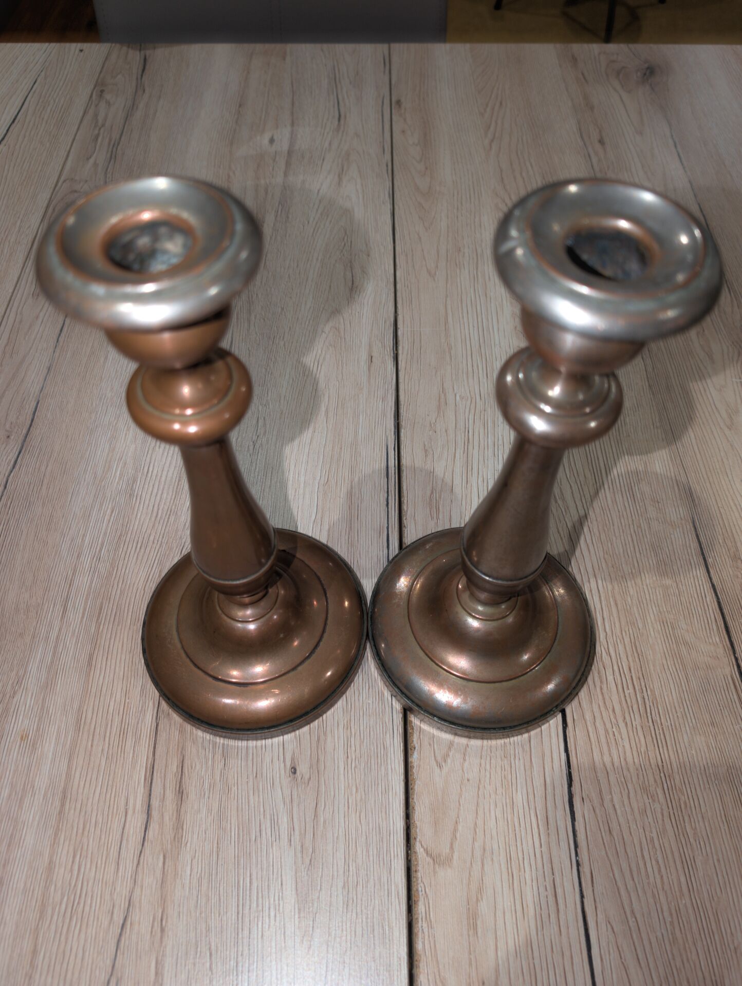 Antique Silver-Plated Metal Candlestick Vintage Torch 18th 19th Century