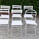 Garden furniture 1 table 6 chairs wood and old white metal