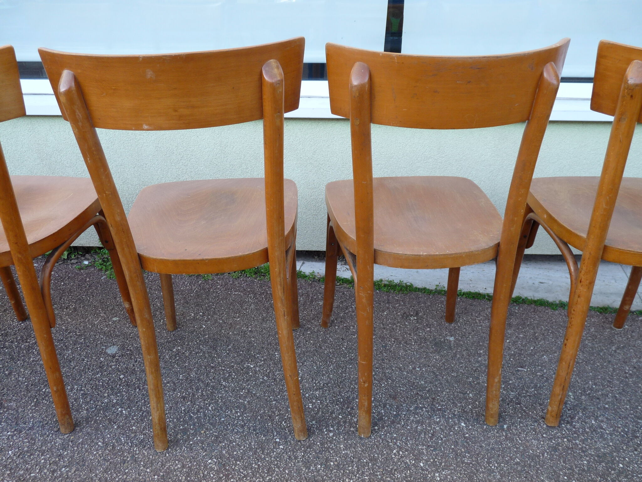 Lot de 6 chaises de bistrot bar en bois