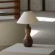 Terracotta table lamp, Art Nouveau, L. Hjorth, Bornholm, Denmark, 1930s