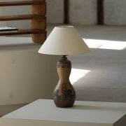 Terracotta table lamp, Art Nouveau, L. Hjorth, Bornholm, Denmark, 1930s
