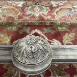 Banquette de piano Louis XVI en cannage et bois rechampi