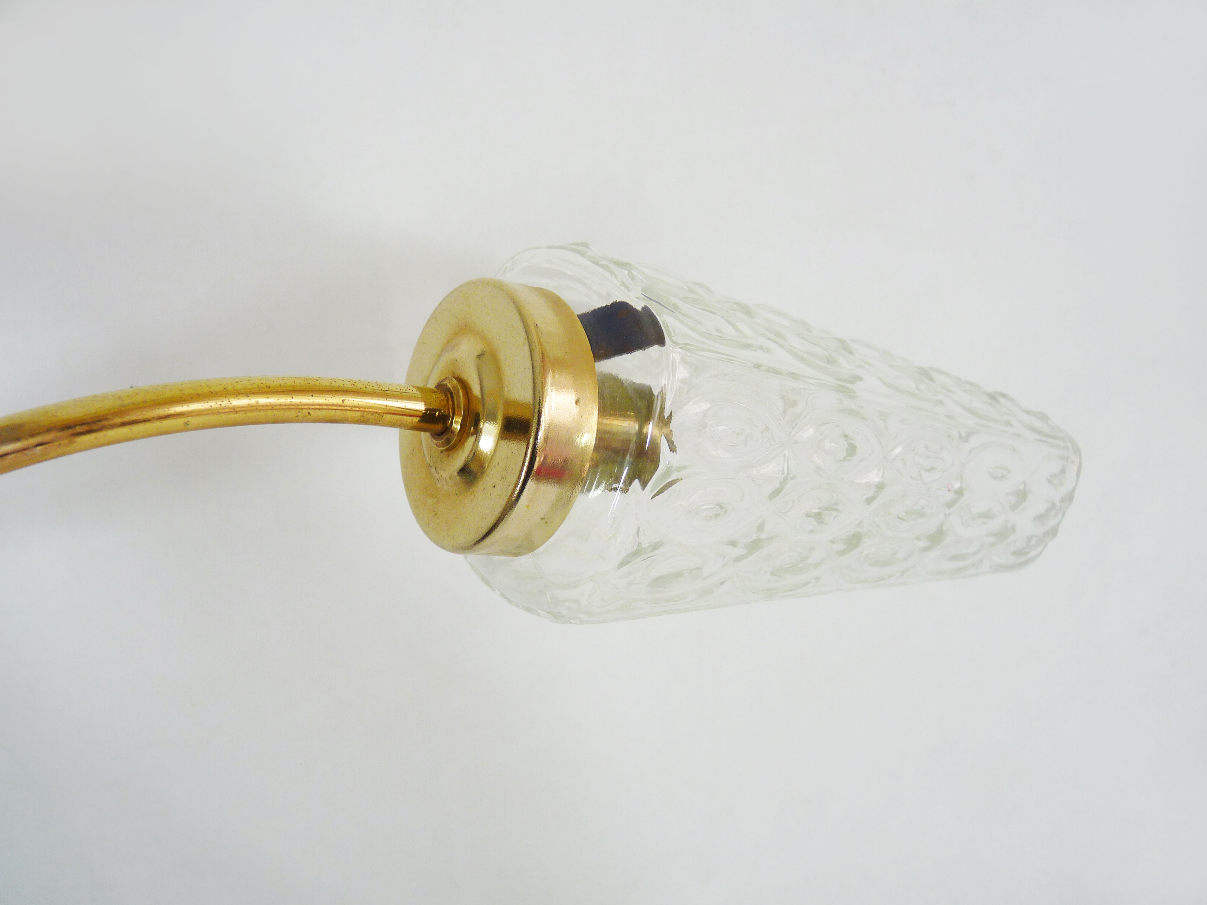 Branched chandelier, brass and glass tubes year 60