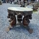 Wrought iron and marble coffee table, Jean Maurice Rothschild, circa 1950.