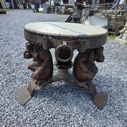 Wrought iron and marble coffee table, Jean Maurice Rothschild, circa 1950.