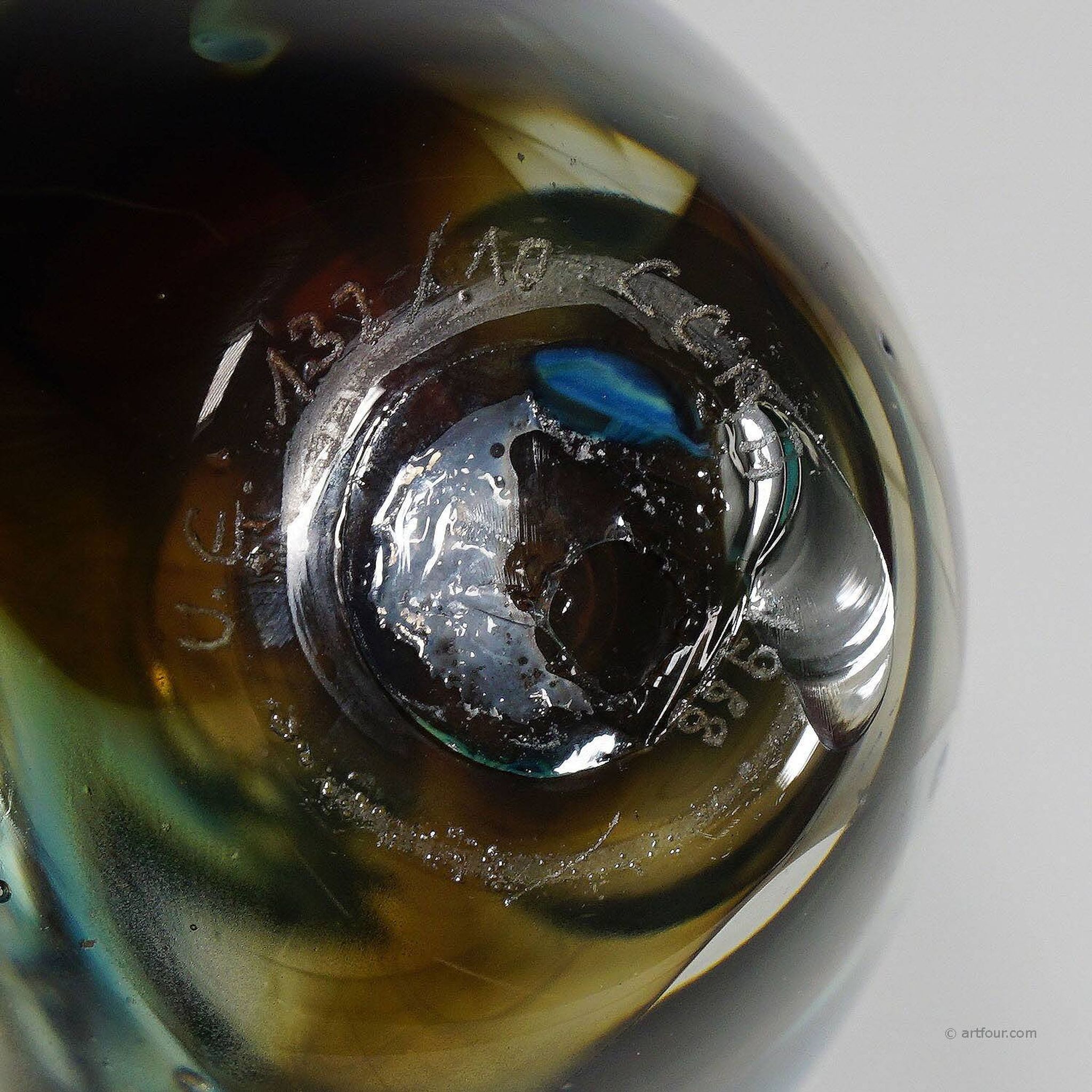 Vase en verre de studio conçu par l'artiste allemand Udo Edelmann, 1988