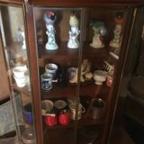 Wall display case for collection or other in wood, glass and brass
