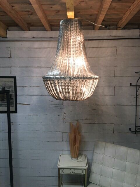 Lustre design cotte de maille 8 lampes