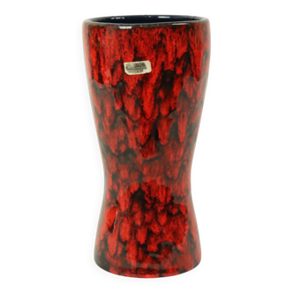Vintage Red Scheurich Vase Fat Lava Glaze 244-22