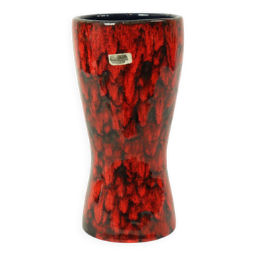 Vintage Red Scheurich Vase Fat Lava Glaze 244-22