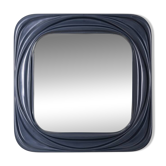 Vintage 1970s square wall mirror in blue plastic, Italian design