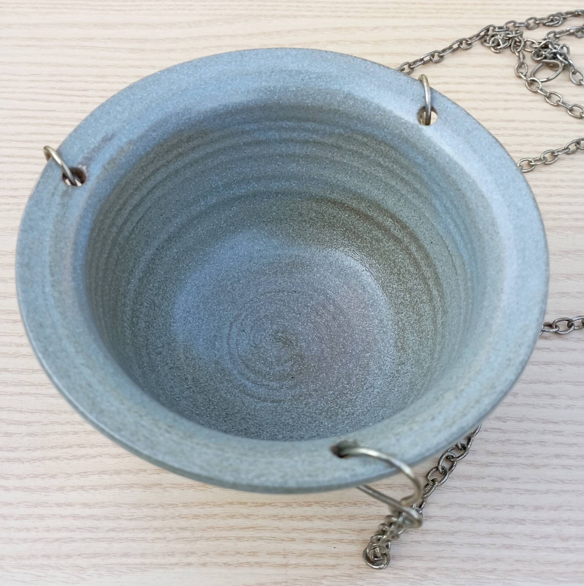Vintage hanging cache pot - Signed studio ceramic by Griet Malfait