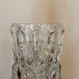 Table lamp with an antique bubbled glass lampshade in the shape of a tulip