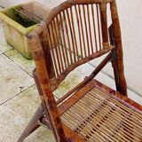 Pair of vintage bamboo folding chairs