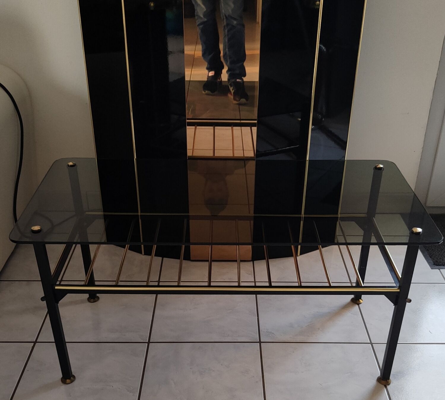 Vintage coffee table 1970 smoked glass