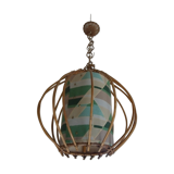 Suspension lustre rotin vintage 1950