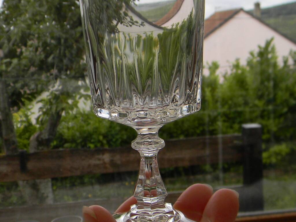 Set of 6 crystal water glasses from arques. louvre model.