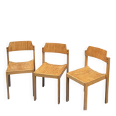 Trois chaises vintage en hêtre par Rainer Shell pour Schlapp Mobel