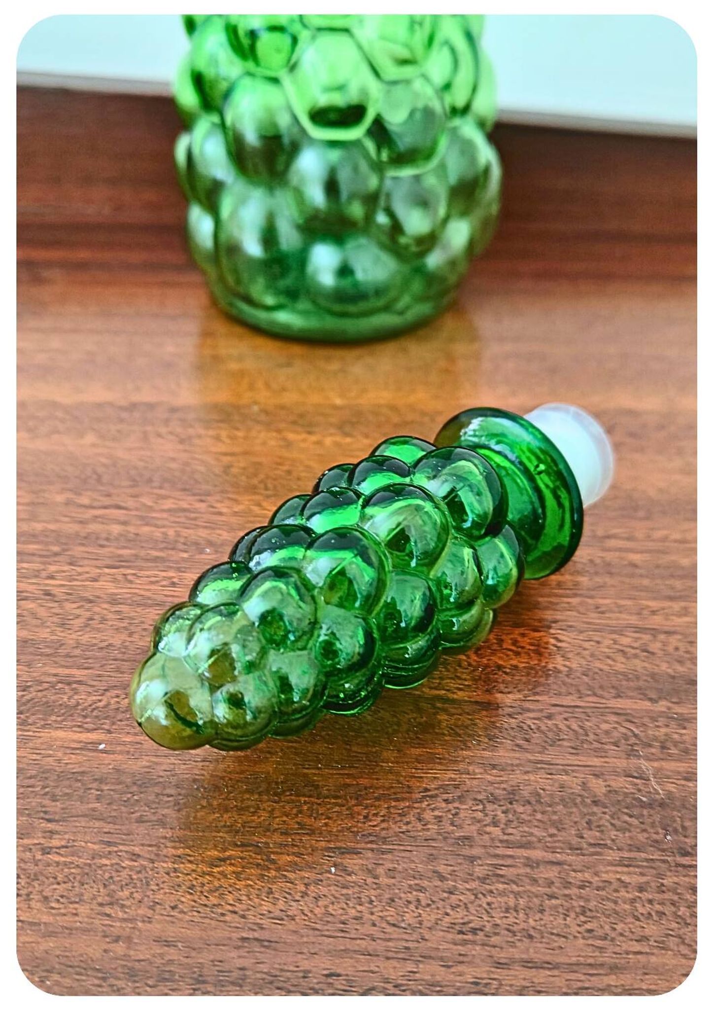 Bouteille/carafe Genie en verre à bulles vert Empoli vintage