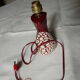 Red ceramic lamp foot with cracked effect