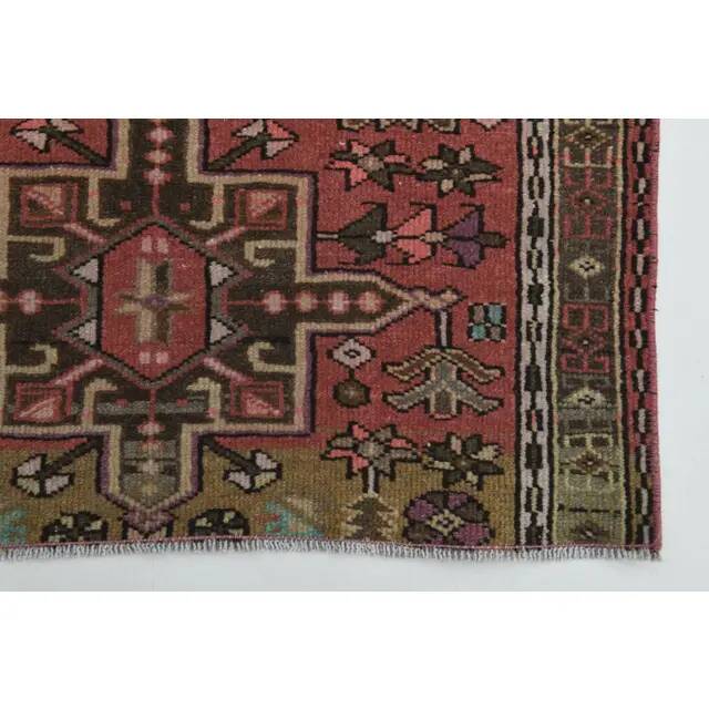 1970s Vintage Turkish Oushak Handmade Wool Cotton Pink Runner Rug 76x365