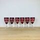6 antique red Bohemian crystal wine glasses.