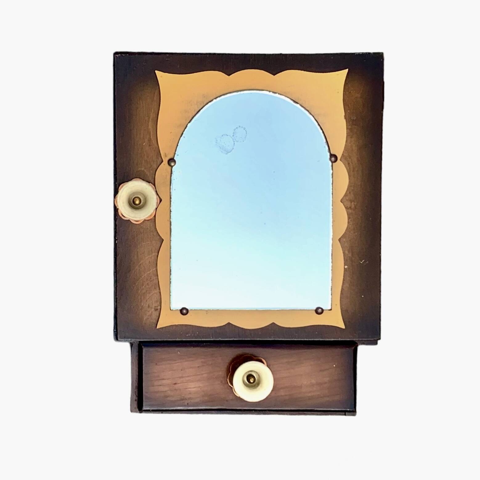 Small Art Deco wooden wall shelf